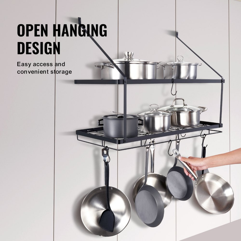 BB-BGGJ02 - Wall-Mounted 30” Carbon Steel Pot Rack, 55 lbs Capacity