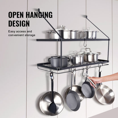 BB-BGGJ02 - Wall-Mounted 30” Carbon Steel Pot Rack, 55 lbs Capacity