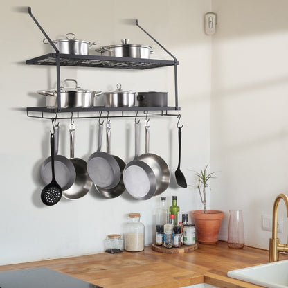 BB-BGGJ02 - Wall-Mounted 30” Carbon Steel Pot Rack, 55 lbs Capacity