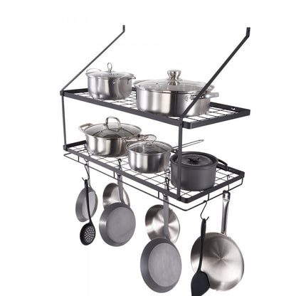 BB-BGGJ02 - Wall-Mounted 30” Carbon Steel Pot Rack, 55 lbs Capacity