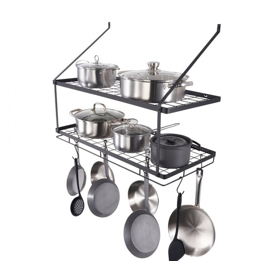 BB-BGGJ02 - Wall-Mounted 30” Carbon Steel Pot Rack, 55 lbs Capacity