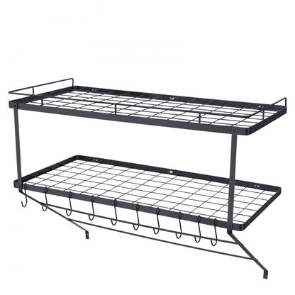BB-BGGJ02 - Wall-Mounted 30” Carbon Steel Pot Rack, 55 lbs Capacity
