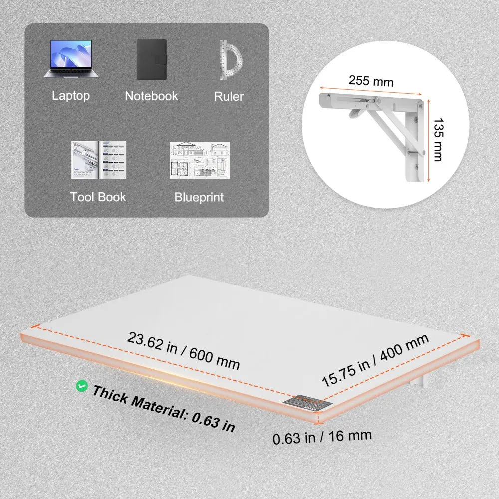 PBS-1 - Space-Saving 23.62" Wall Mounted Table for Home or Office