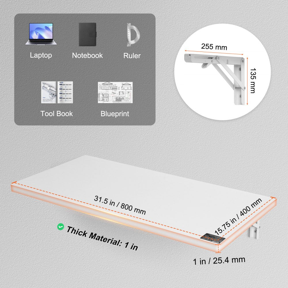 PBS-2 - VEVOR 31.5" Wall Mounted Folding Table with 110 lbs Capacity