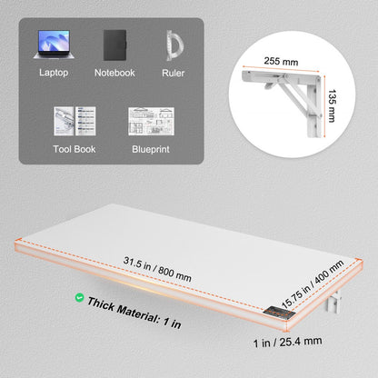 PBS-2 - VEVOR 31.5" Wall Mounted Folding Table with 110 lbs Capacity