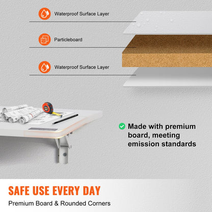 PBS-7 - Space-Saving Wall-Mounted Folding Desk, 31.5" x 19.69"