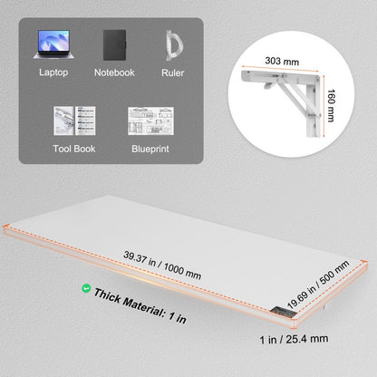 PBS-4 - Stylish Wall-Mounted Folding Table, 39.37" x 19.69" Space Saver