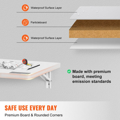 PBS-4 - Stylish Wall-Mounted Folding Table, 39.37" x 19.69" Space Saver