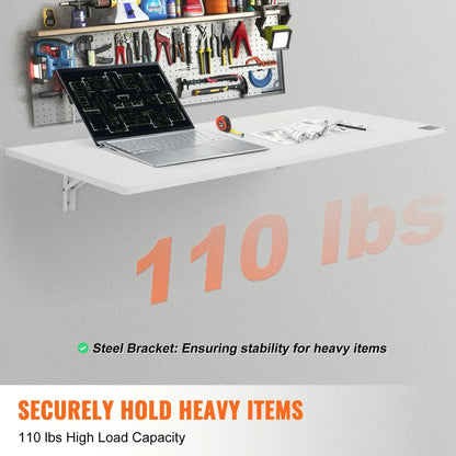 PBS-5 - Space-Saving 43.31" Folding Wall Table with Slow-Close Brackets