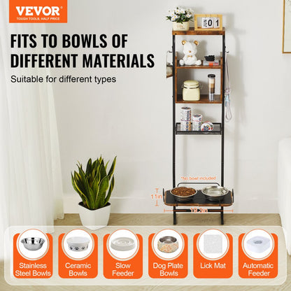 HYP2FS-04 - Adjustable Height Pet Feeding Station with Storage Cabinet
