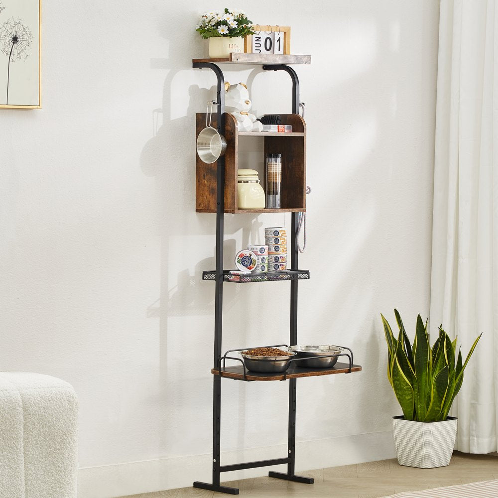 HYP2FS-04 - Adjustable Height Pet Feeding Station with Storage Cabinet