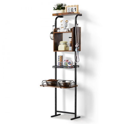 HYP2FS-04 - Adjustable Height Pet Feeding Station with Storage Cabinet