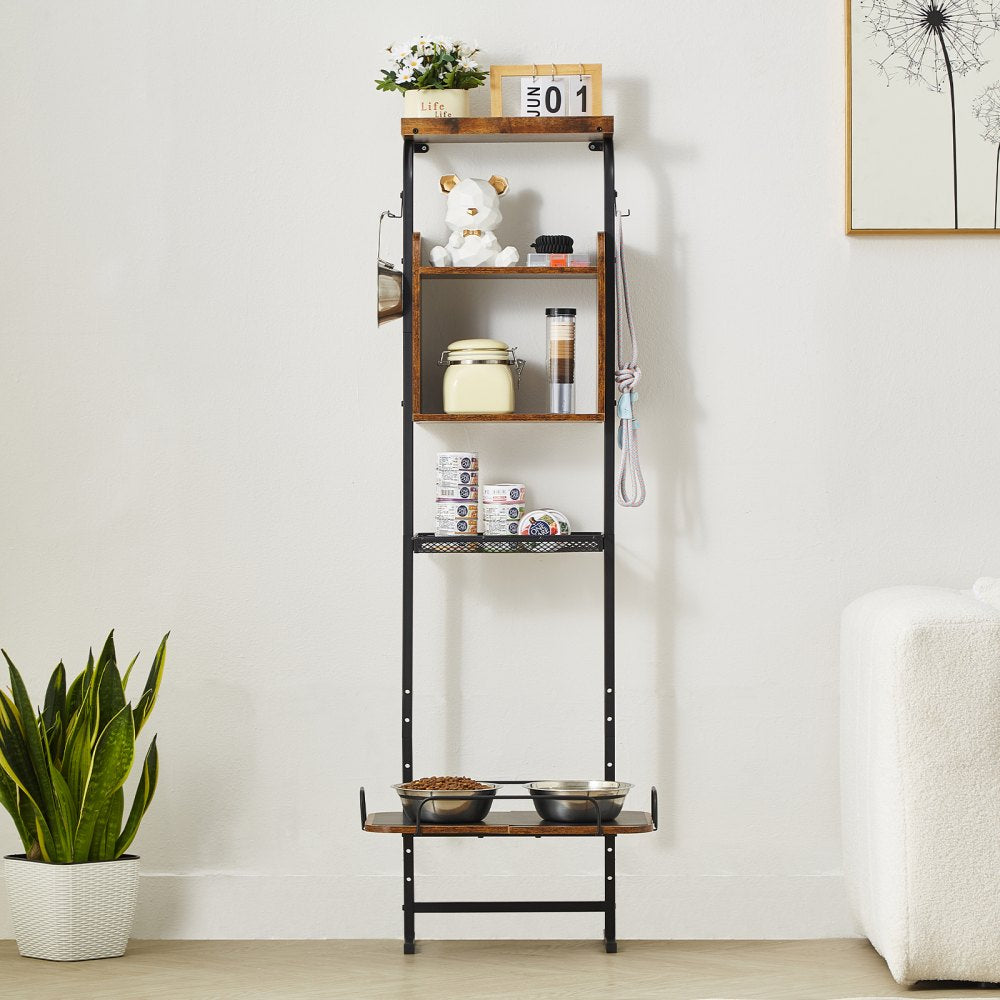 HYP2FS-04 - Adjustable Height Pet Feeding Station with Storage Cabinet