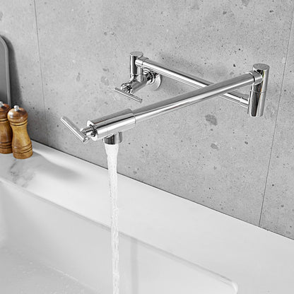 VV-BGSSLT23.6W - Chrome Pot Filler Faucet with Double Valves & Handles