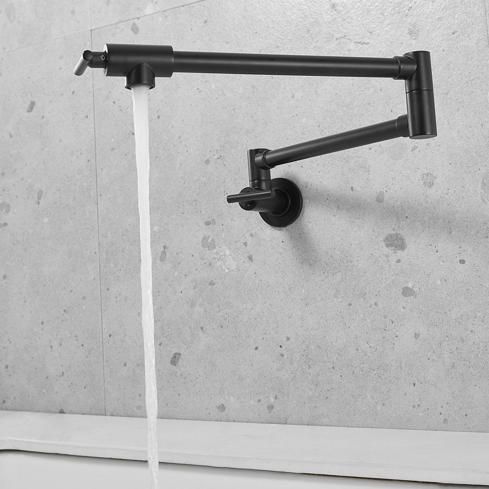 VV-BGSSLT21.5B - Matte Black Brass Pot Filler Faucet with Dual Handles