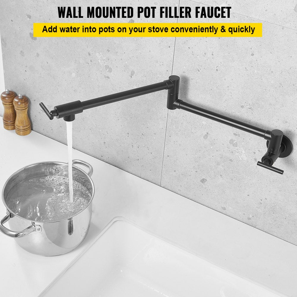 VV-BGSSLT23.6B - Durable Brass Pot Filler Faucet with Black Finish