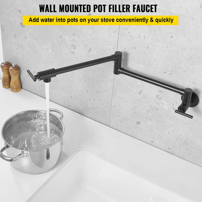 VV-BGSSLT23.6B - Durable Brass Pot Filler Faucet with Black Finish