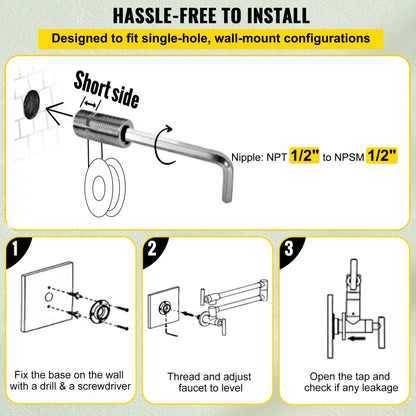 VV-BGSSLT21.5GO - Gold Brass Pot Filler Faucet with Dual Handles & Swing Arm