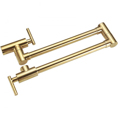 VV-BGSSLT21.5GO - Gold Brass Pot Filler Faucet with Dual Handles & Swing Arm