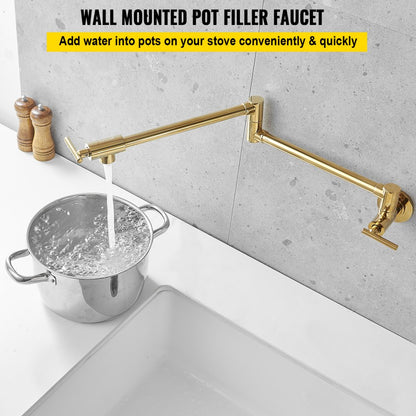 VV-BGSSLT23.6GO - Gold Brass Pot Filler Faucet with Double Handles