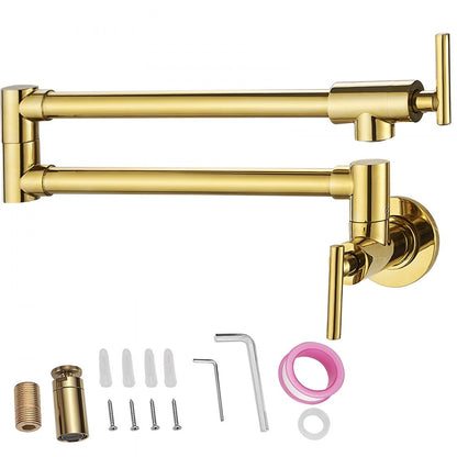 VV-BGSSLT23.6GO - Gold Brass Pot Filler Faucet with Double Handles