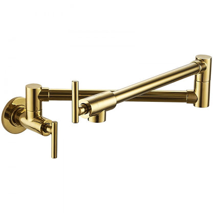 VV-BGSSLT23.6GO - Gold Brass Pot Filler Faucet with Double Handles