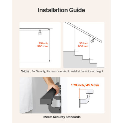 BG-F-15 - Durable Aluminum Wall Handrail, 250 lbs Capacity, 35” Height
