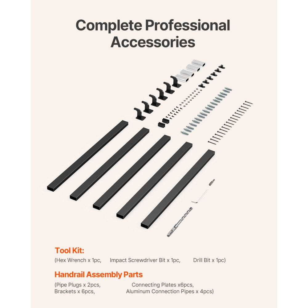 BG-F-15 - Durable Aluminum Wall Handrail, 250 lbs Capacity, 35” Height