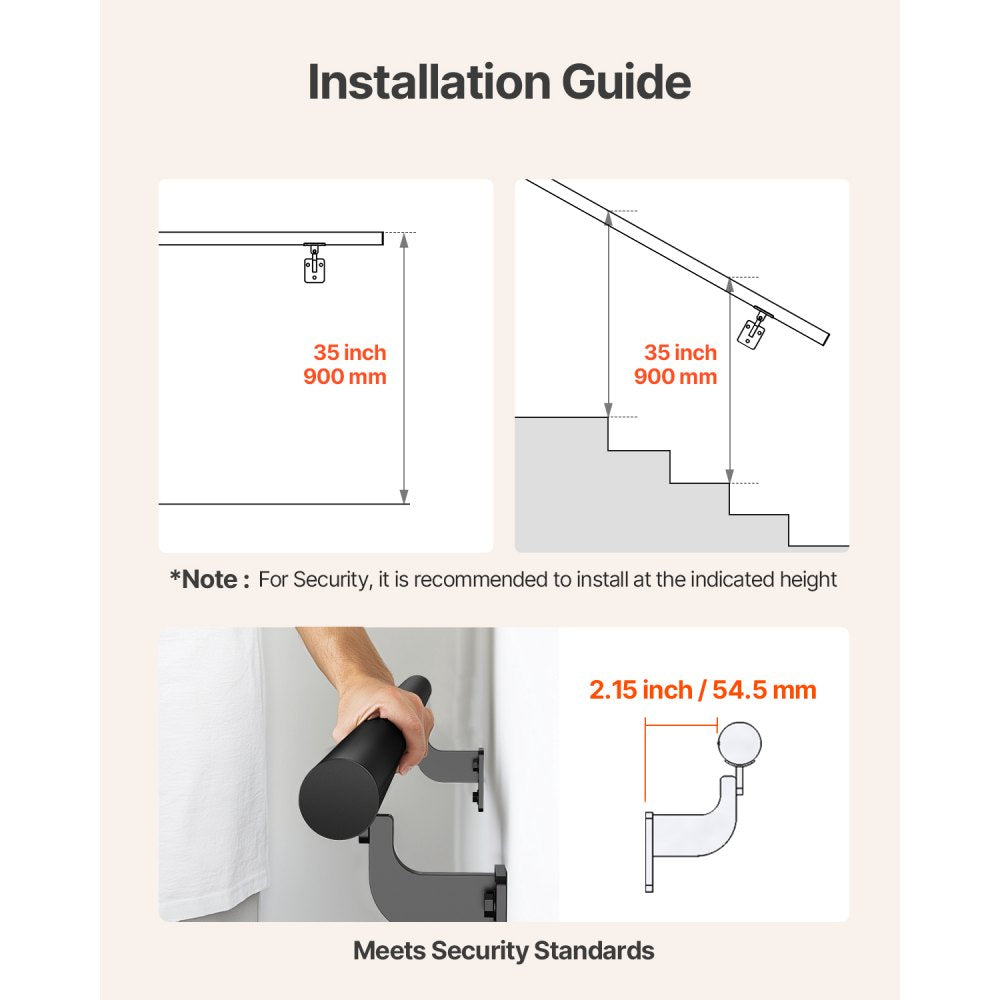 BG-10 - Aluminum Stair Handrail for Indoor/Outdoor Use, Rust-Resistant Support