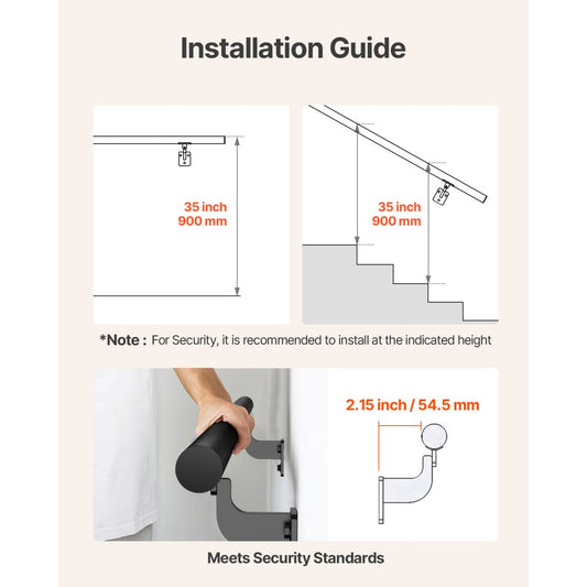 BG-10 - Aluminum Stair Handrail for Indoor/Outdoor Use, Rust-Resistant Support