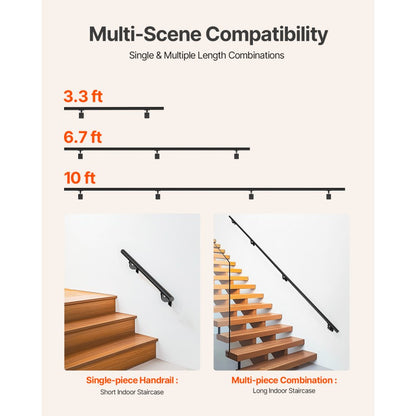 BG-10 - Aluminum Stair Handrail for Indoor/Outdoor Use, Rust-Resistant Support