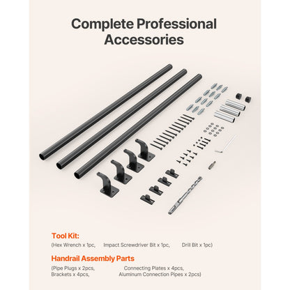 BG-10 - Aluminum Stair Handrail for Indoor/Outdoor Use, Rust-Resistant Support