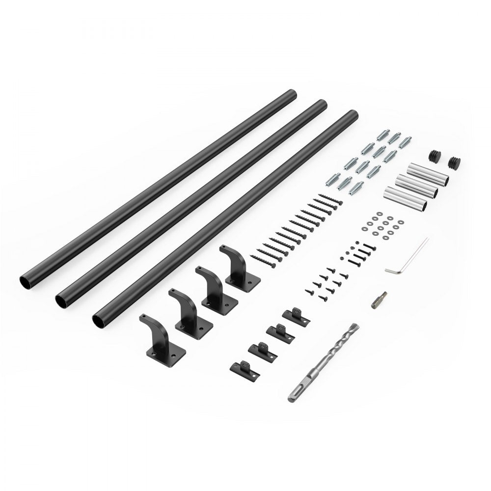 BG-12 - Durable Black Aluminum Wall Handrail for Stairs and Home Use