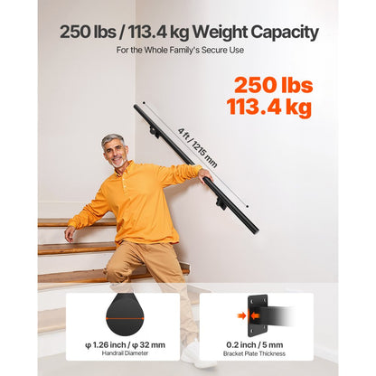 BG-4 - Durable Wall Mounted Handrail for Stairs and Home Use