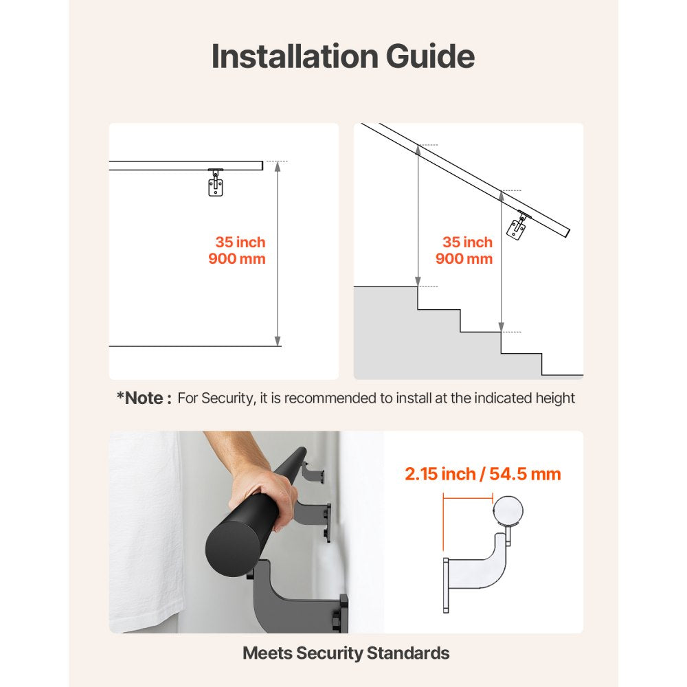 BG-6 - Versatile Aluminum Wall Mounted Handrail for Indoor & Outdoor Use
