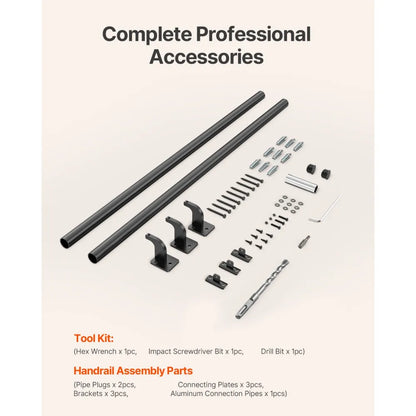 BG-7 - 7ft Black Aluminum Handrail for Stairs & Indoor Use