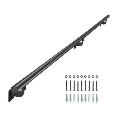 BG-7 - 7ft Black Aluminum Handrail for Stairs & Indoor Use