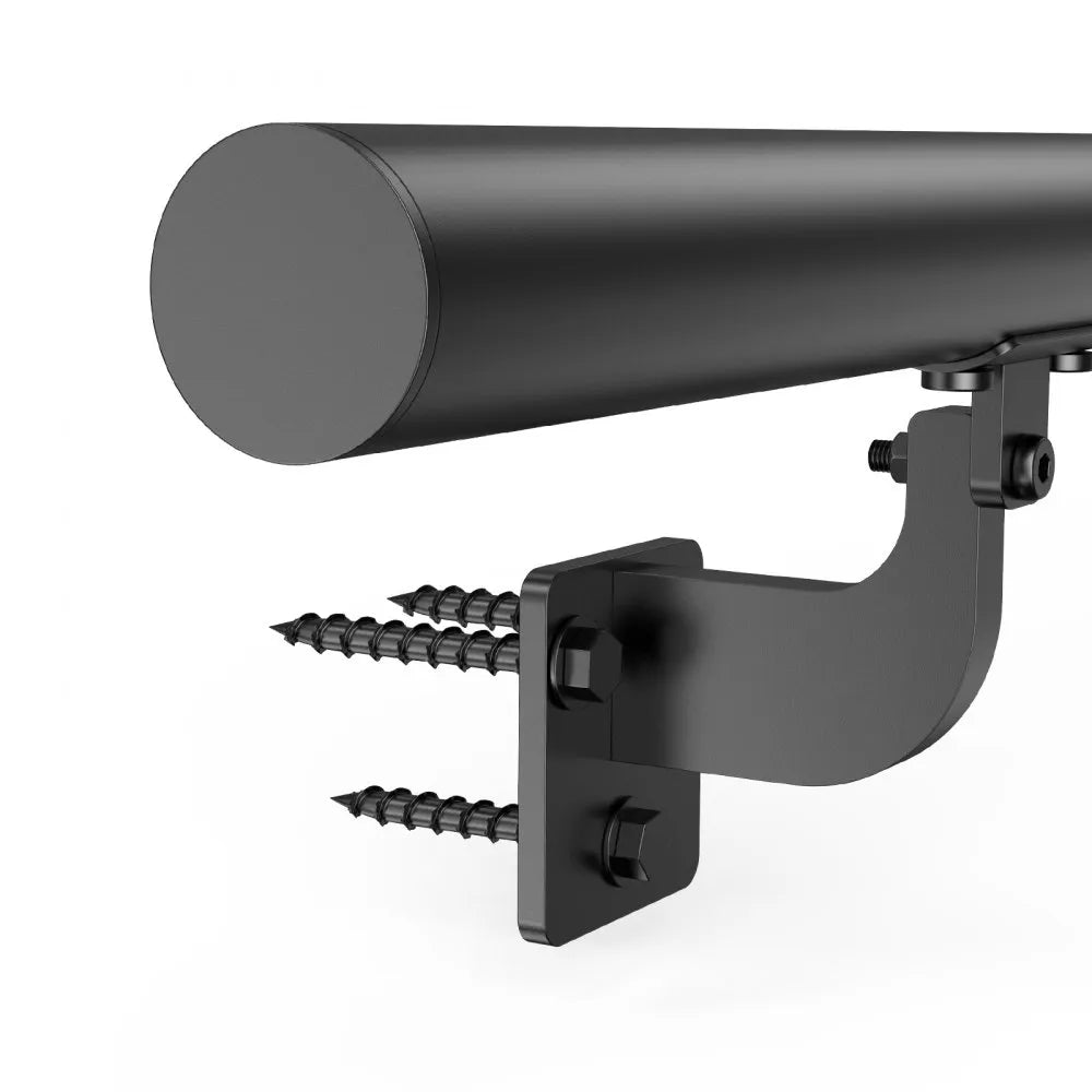 BG-7 - 7ft Black Aluminum Handrail for Stairs & Indoor Use