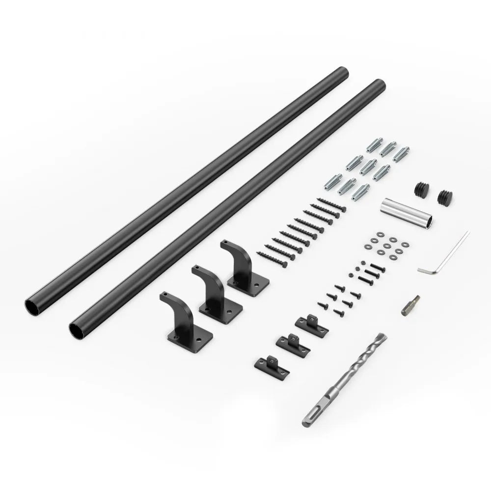 BG-7 - 7ft Black Aluminum Handrail for Stairs & Indoor Use