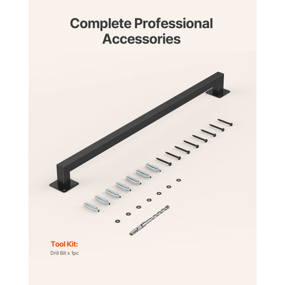 BG-TF-4 - Durable Wall Handrail for Stairs, 250lbs Capacity, Black Iron