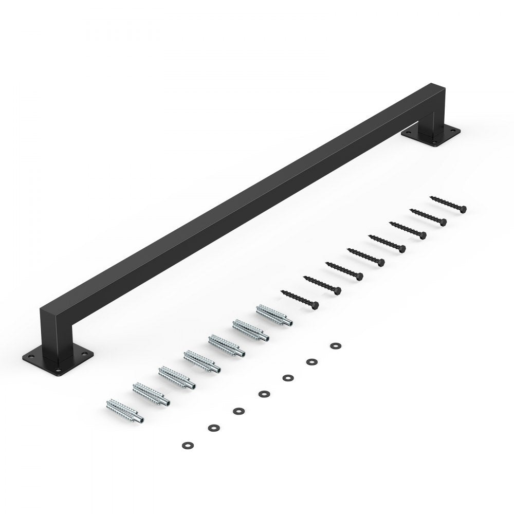 BG-TF-4 - Durable Wall Handrail for Stairs, 250lbs Capacity, Black Iron