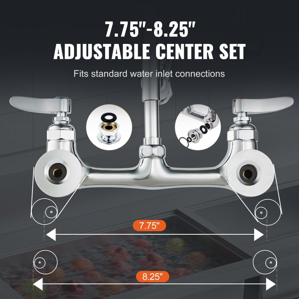 3803A-12-44 - 44-Inch Brass Commercial Faucet with Pre-Rinse Sprayer