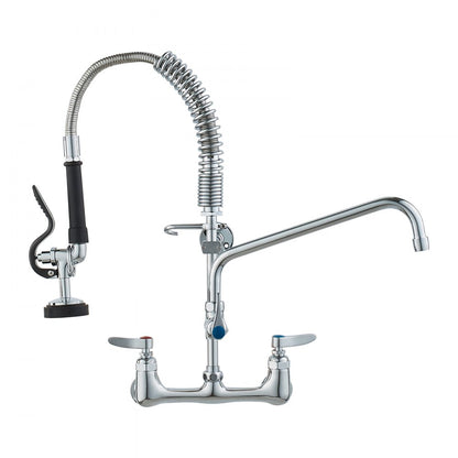 5803A-12-21 - Wall-Mounted Brass Faucet with Pre-Rinse Sprayer for Kitchens