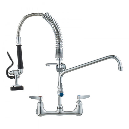 5803A-12-21 - Wall-Mounted Brass Faucet with Pre-Rinse Sprayer for Kitchens