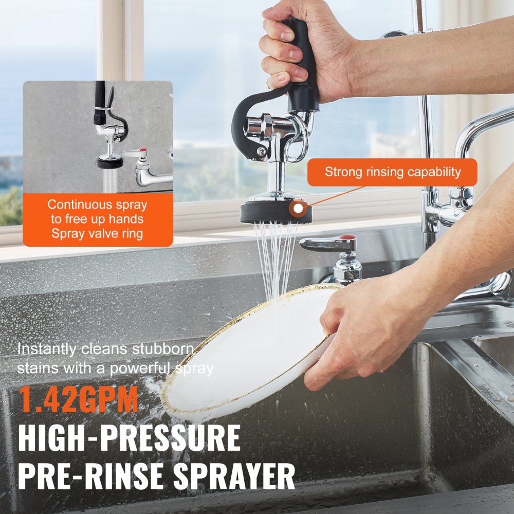 5803A-12-36 - 36-Inch Commercial Faucet with Pre-Rinse Sprayer for Efficient Cleaning