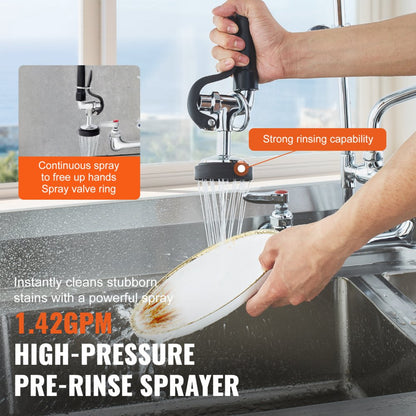 5803A-12-25 - Durable Brass Commercial Faucet with Pre-Rinse Sprayer