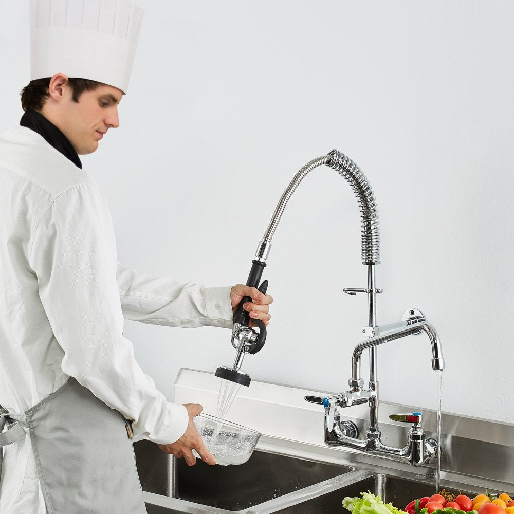 5803A-12-25 - Durable Brass Commercial Faucet with Pre-Rinse Sprayer