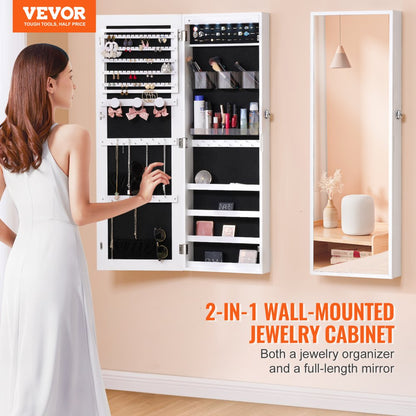 PY-2310SS - Wall-Mounted Jewelry Cabinet with Full-Length Mirror & LED Light