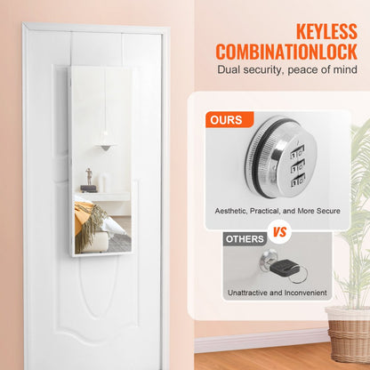 PY-2310SS - Wall-Mounted Jewelry Cabinet with Full-Length Mirror & LED Light