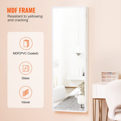 PY-2310SS - Wall-Mounted Jewelry Cabinet with Full-Length Mirror & LED Light
